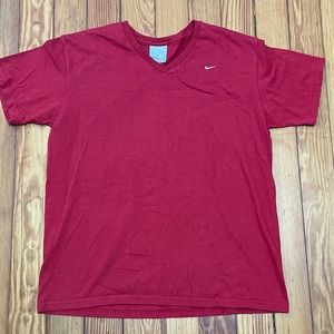 Vintage Y2K Red Nike V-Neck T-shirt